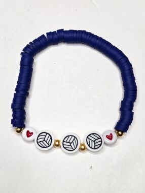 Volleyball Player Charm Bracelet Navy Blue With Motivational Quote Gift Paper